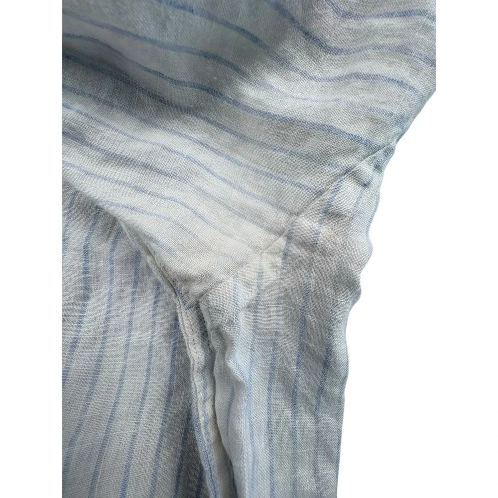 Jacobs &‎ Jacobs Slim Fit Linen Blend Stripe Button Shirt Mens XL Blue White